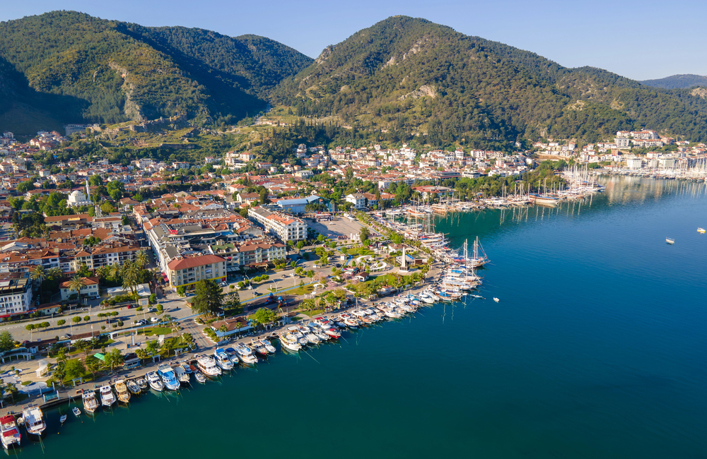 Scenic View of Fethiye Marina and Sailboats