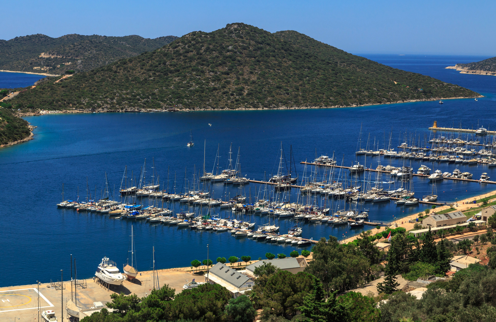 Kas Marina with Sailing Boats on Turquoise Coast