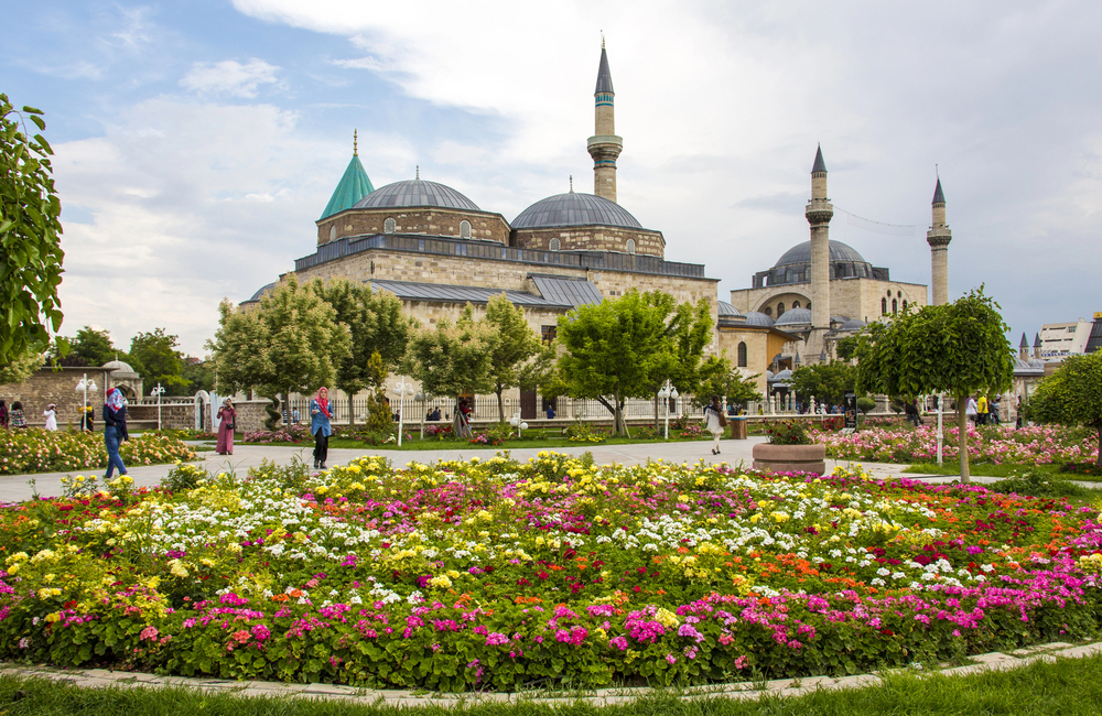 Mevlana Mosque Garden in Konya, Turkey