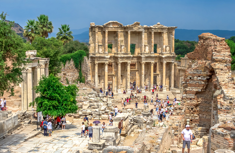 Ancient Roman Library in Ephesus View