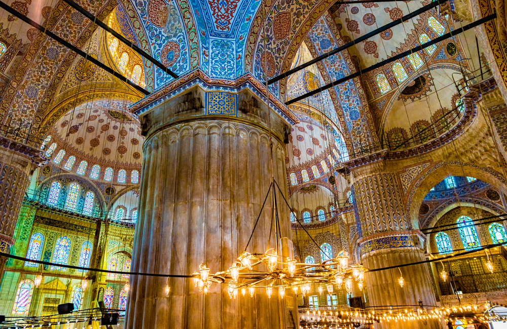 Interior of the Blue Mosque in Istanbul, Turkey
