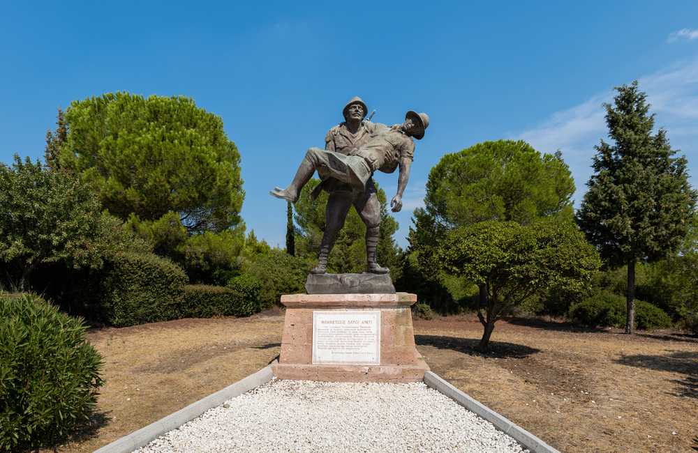 Gallipoli Memorial Statue of Turkish and ANZAC Soldiers