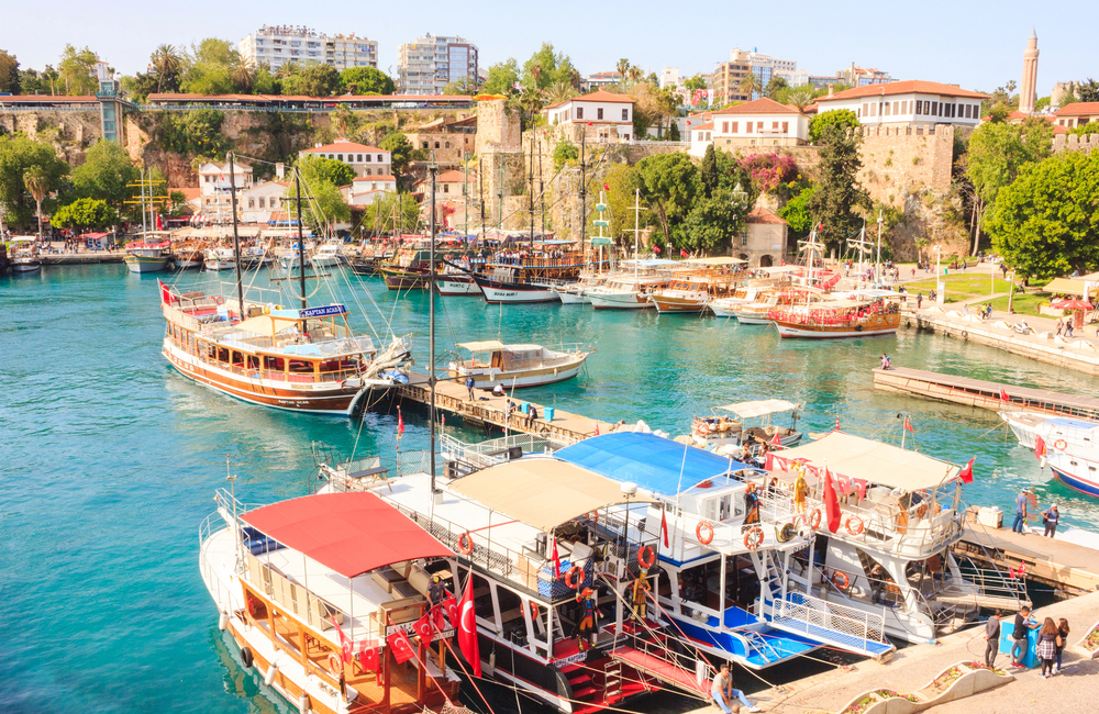 Antalya Marina With Colorful Boats