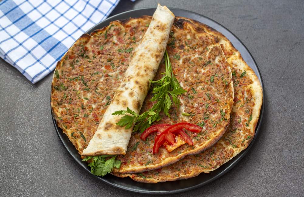 Authentic Turkish Lahmacun with Fresh Toppings