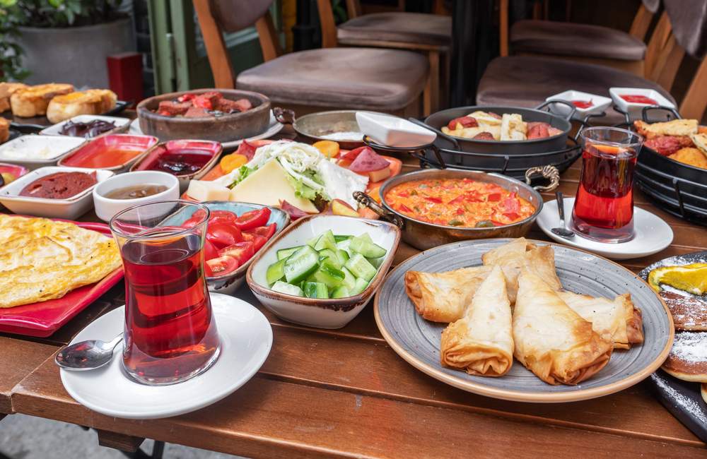 Traditional Turkish Serpme Breakfast Table