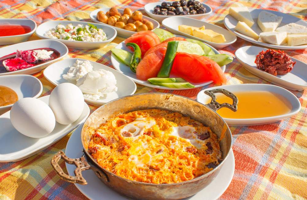 Traditional Turkish Menemen with Eggs and Tomatoes