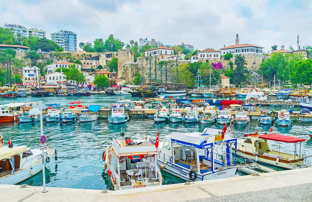 Boats Floating in Antalya Old Town