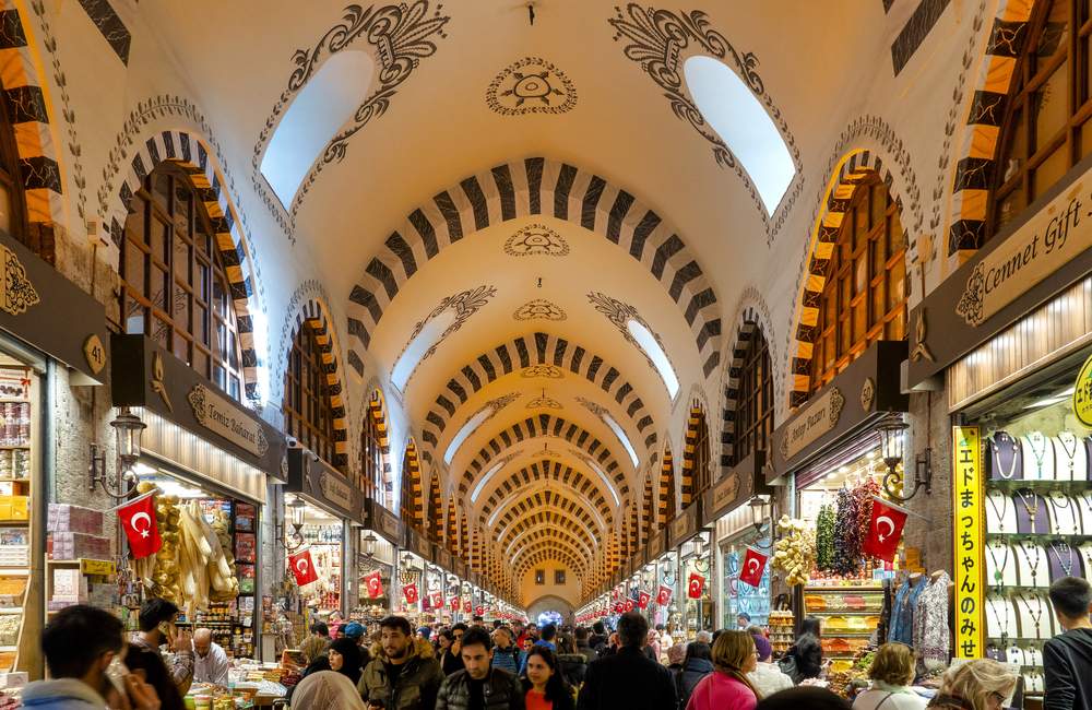 Bustling Spice Bazaar With Aromatic Spices on Display