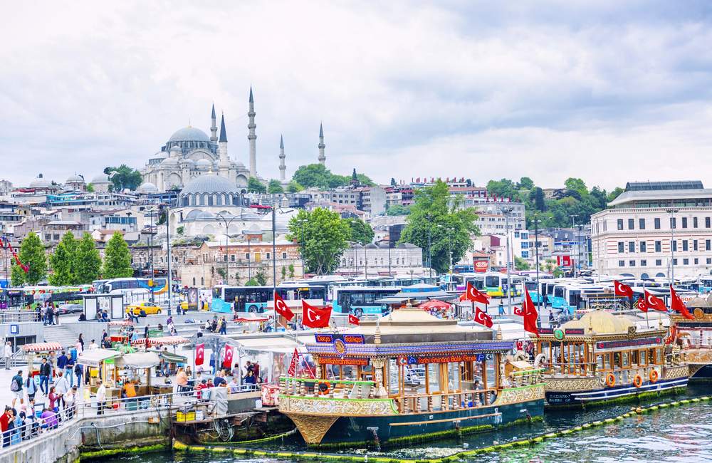 Historic Suleymaniye Mosque overlooking Istanbul