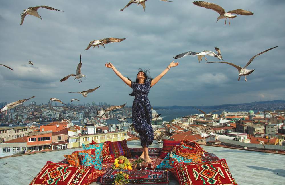 Istanbul City Panorama with Golden Horn View 