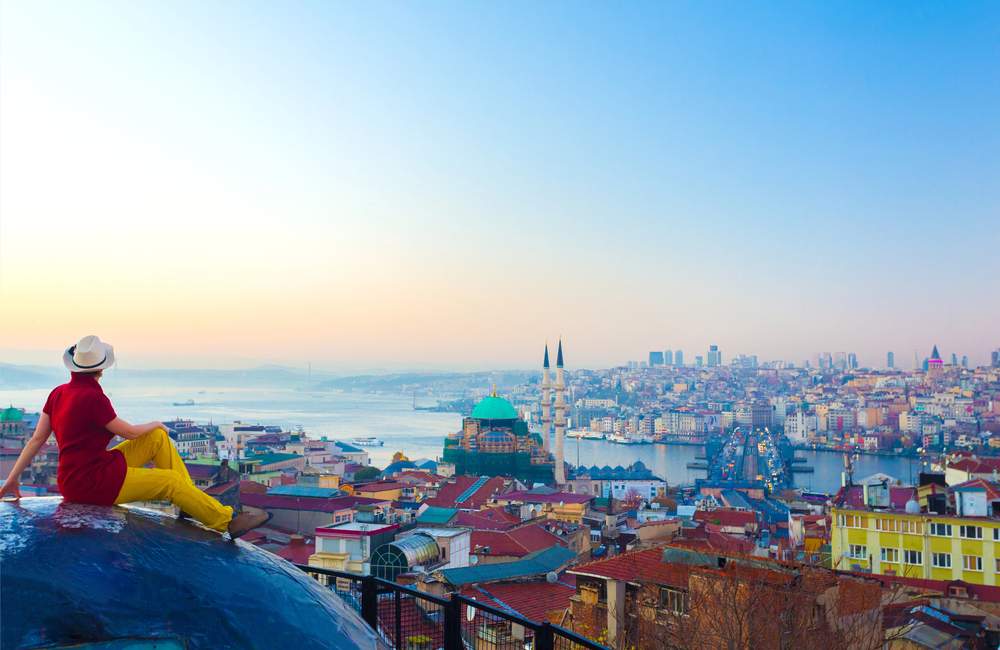 Aerial View of Istanbul Skyline and Bosphorus 