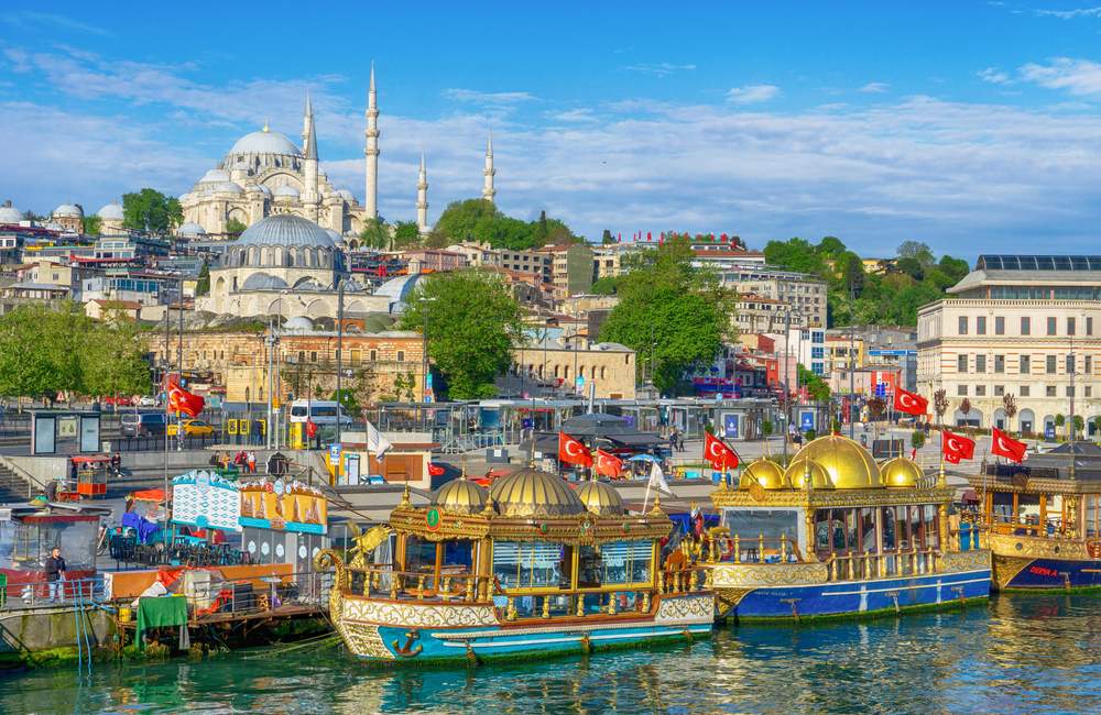 Iconic Suleymaniye Mosque Istanbul skyline shot