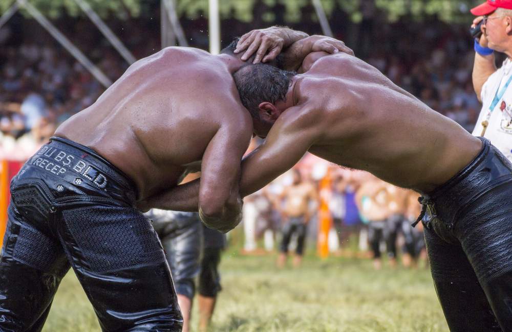 Traditional Kirkpinar Oil Wrestlers in Edirne Festival