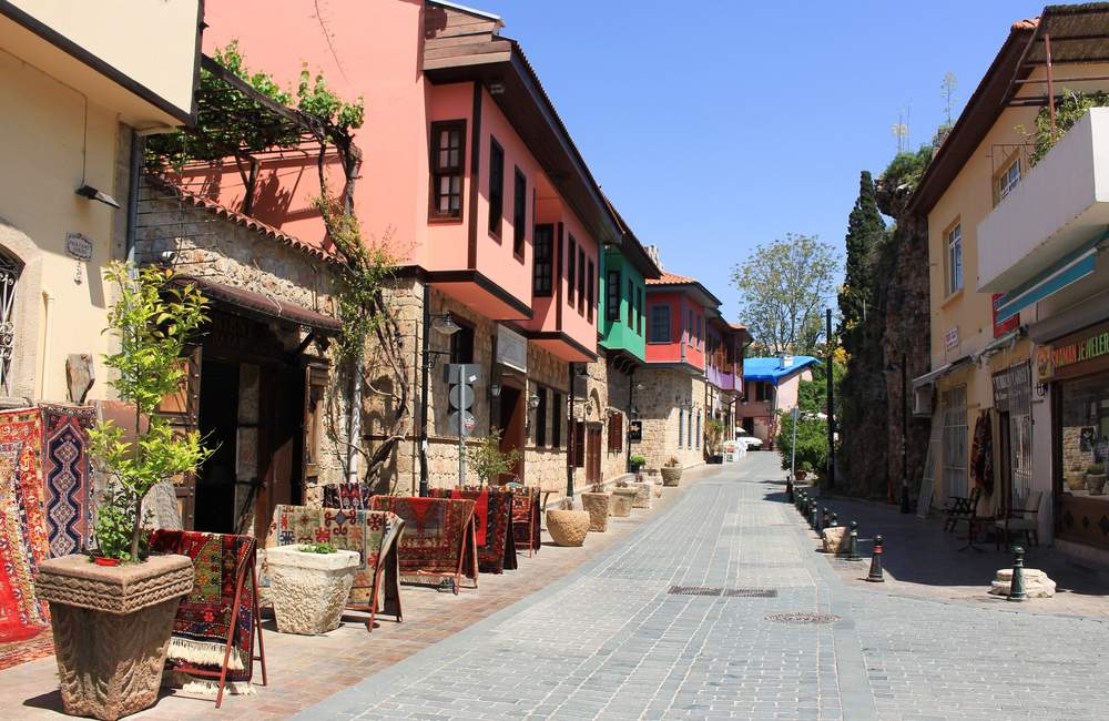 Colorful Antalya Old Town Buildings and Streets